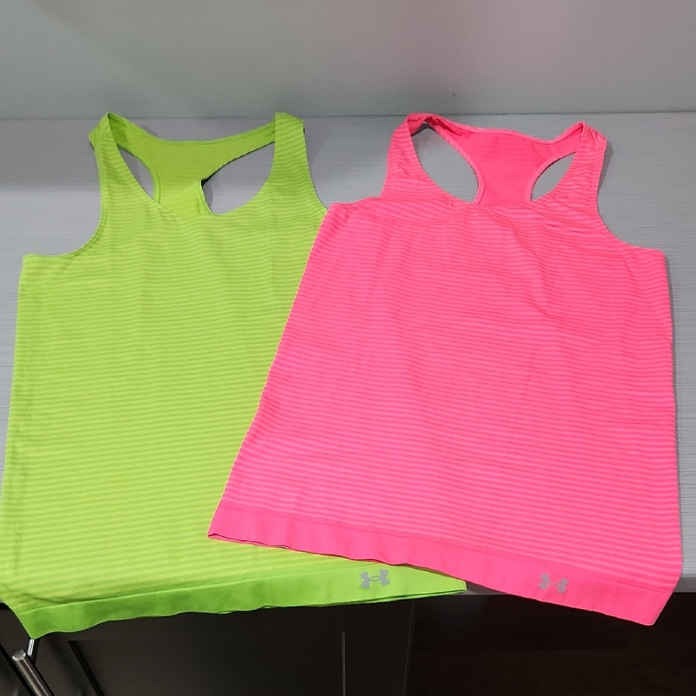 Under Armour Vibrant Pink and Green Tank Tops